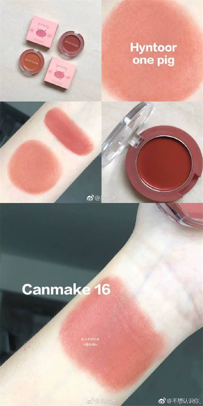 HYNTOOR thỏ đen lợn lợn kem má kem kéo dài kem mousse dưỡng ẩm cho lợn caramen đất sét màu be mai - Blush / Cochineal phấn má hồng dạng kem