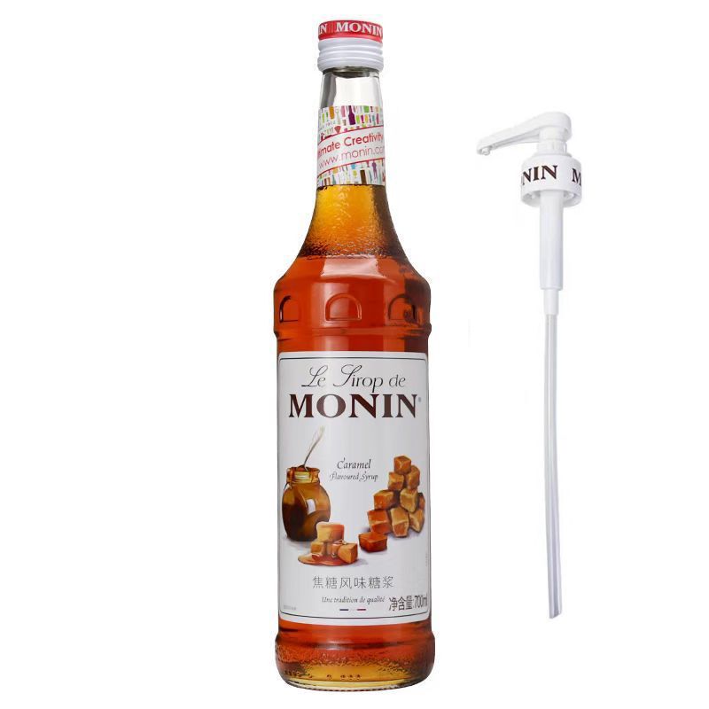 Monin Caramel Flavored Syrup for Milk Tea, Coffee, Cocktails, Juice Drinks, and Jam 700ml