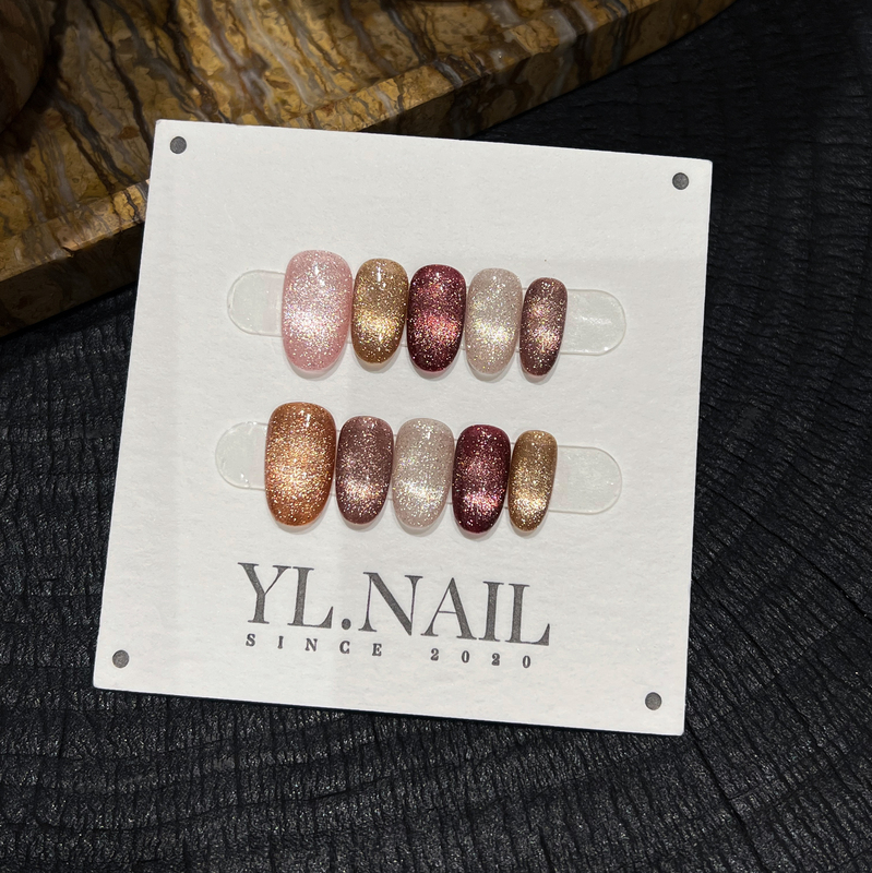 【Yl.Nail Rich Plum Wine】Handmade Nail Tips ins Unique Purple Cat Eye Autumn and Winter Brightening Wearable Nails