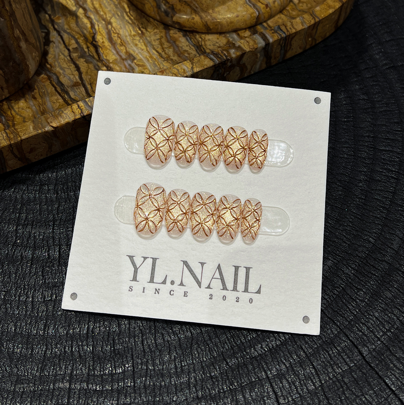 【Yl.Nail Nantang Old Lace】Handmade Nail Tips ins Unique Hand-Painted Geometric Pattern Cat Eye Press-On Nails 【Yl.Nail Nantang Old Lace】Handmade Nail Tips ins Unique Hand-Painted Geometric Pattern Cat Eye Press-On Nails