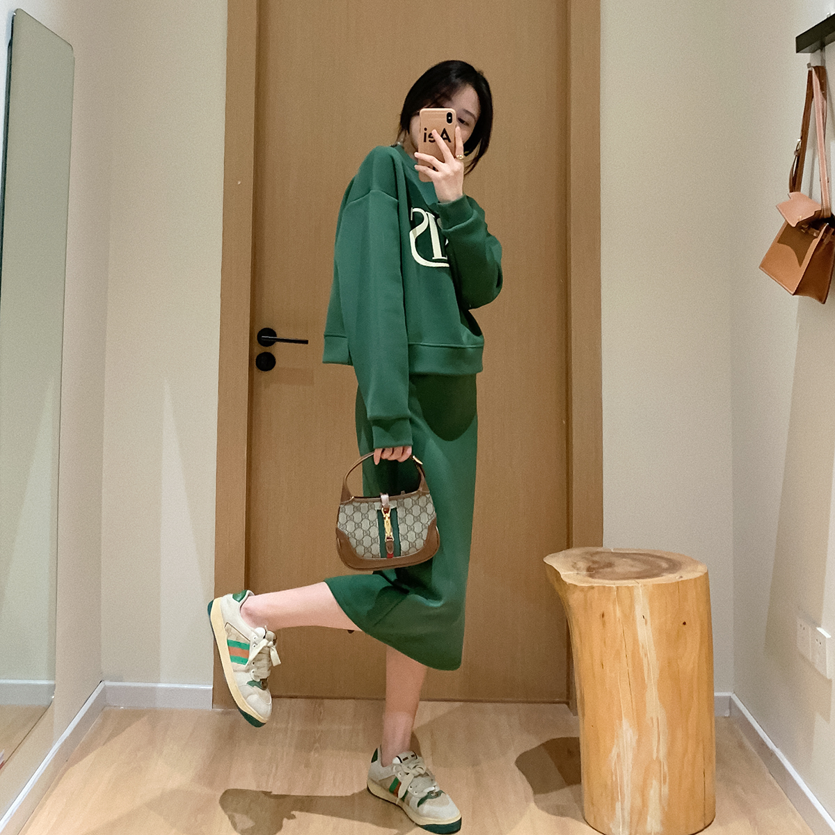 Large Bite Homemade 32 Double-sided Fabric Foreign Printed Thick Cotton T Suit Women Spring Fashion Casual Two-piece Style