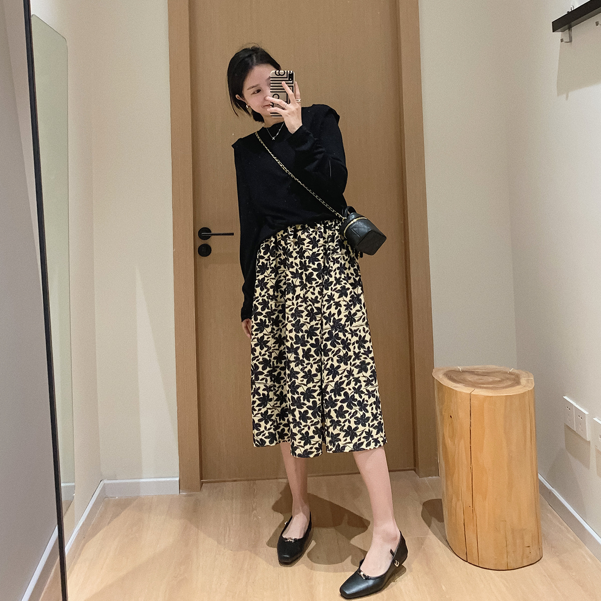 Break code clearance 199 yuan 2 pieces area Texture digital printing A-line skirt elastic waist skirt