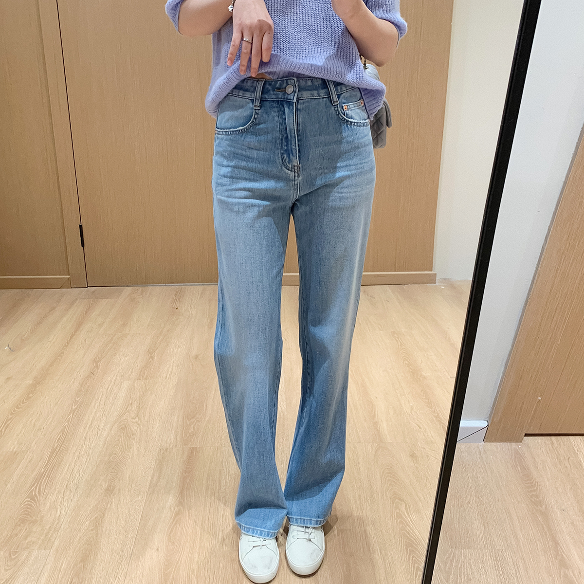 Large Bite Homemade Four Sides With Water Washed Shallow Blue High Waisted Jeans Loose Casual Pants Children Spring Summer Pituitary Pants