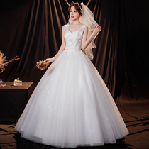 Fan-style light wedding dress 2022 new bridal temperament Qi ground brief Atmospheric Conspicuously Slim Woman Son out of the door