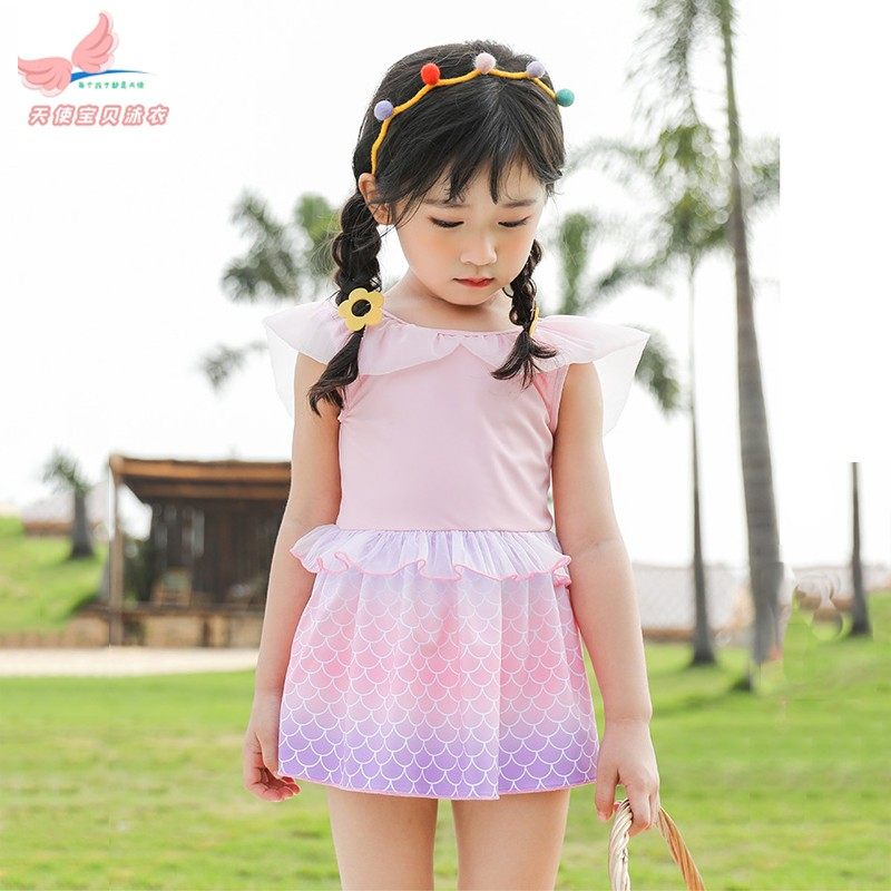 Children's swimsuit girl mermaid conjunction skirt little princess baby cute sweet summer swimsuit