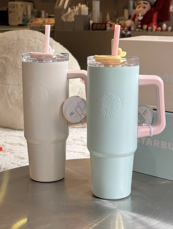 Starbucks Cup 2026 New Product Large Capacity Stainless Steel Insulated Cup Car Ice Cup Dual Drinking Mouth Straw Cup