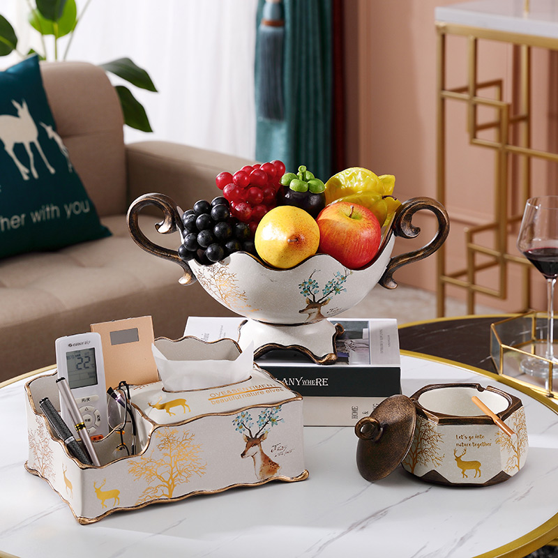 Nordic creative personality Fruit tray Three sets of home living room minimalist paper towels Box Ashtray Dried Fruit Tray Suit Pendulum