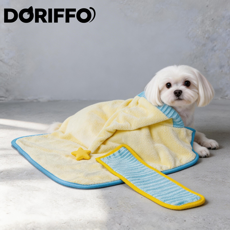 Doriffo Pet Hooded Bathrobe, Absorbent and Quick-Drying, Soft Towel Bathrobe for Dogs and Cats Doriffo Pet Hooded Bathrobe, Absorbent and Quick-Drying, Soft Towel Bathrobe for Dogs and Cats