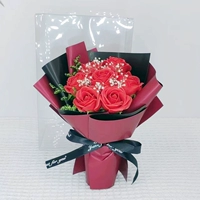 Красная роза + прозрачная карта коробки