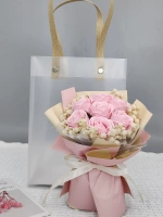 Розовая роза+маленькая сумочка+карта