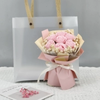 Розовая роза+большая сумочка+карта