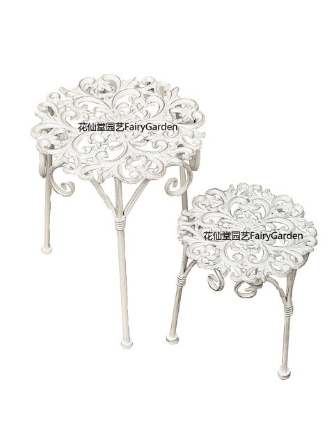 French retro aged cast iron style European embossed flower stool flower stand size two piece set garden elevated rack ເພື່ອເພີ່ມລະດັບ