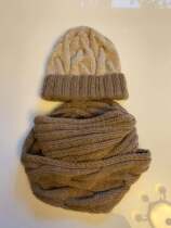 Japan imported Yokota wool hand-knitted large cable hat and scarf set---Zhiyi Hut