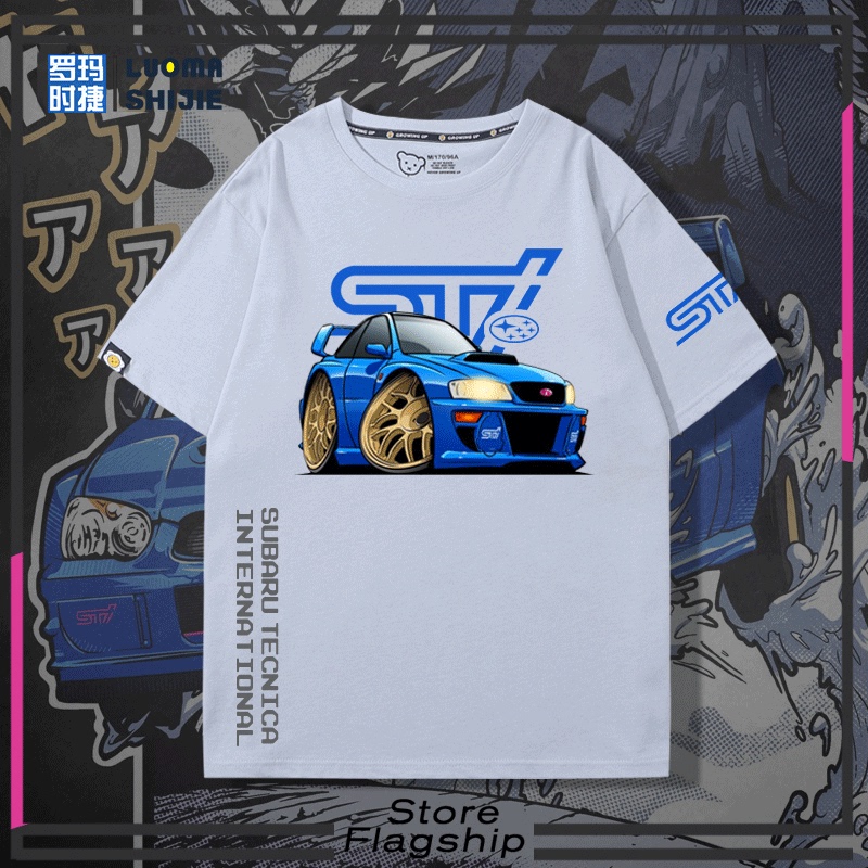 Sti Rally Car Wrx Loose Short-Sleeved Modified Car Jdm T-Shirt Summer Trendy Brand Pure Cotton Unisex Top