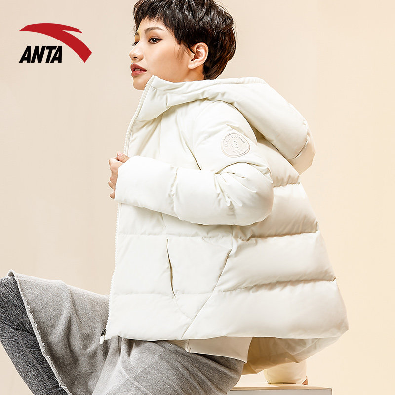 Anta down jacket nữ 2018 thu đông mới áo ấm gió thể thao cotton giản dị áo khoác thời trang trùm đầu —