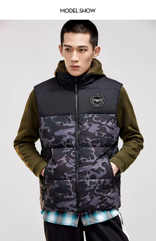 Anta down vest nam ngắn trùm đầu ấm áp áo gió cotton quần áo 2019 mùa đông mới áo khoác giản dị - Áo thể thao