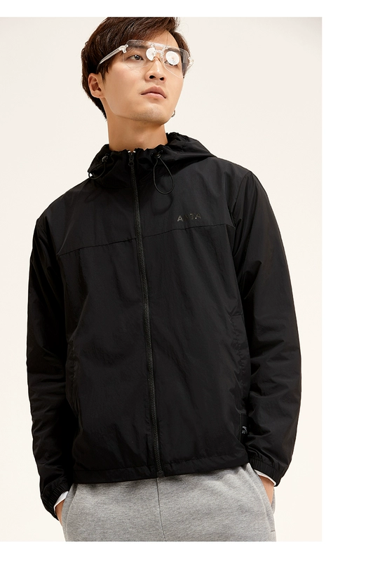 Anta jacket nam 2019 mùa thu mới trang web chính thức dây kéo trùm đầu áo thể thao thủy triều áo khoác nam - Áo gió thể thao