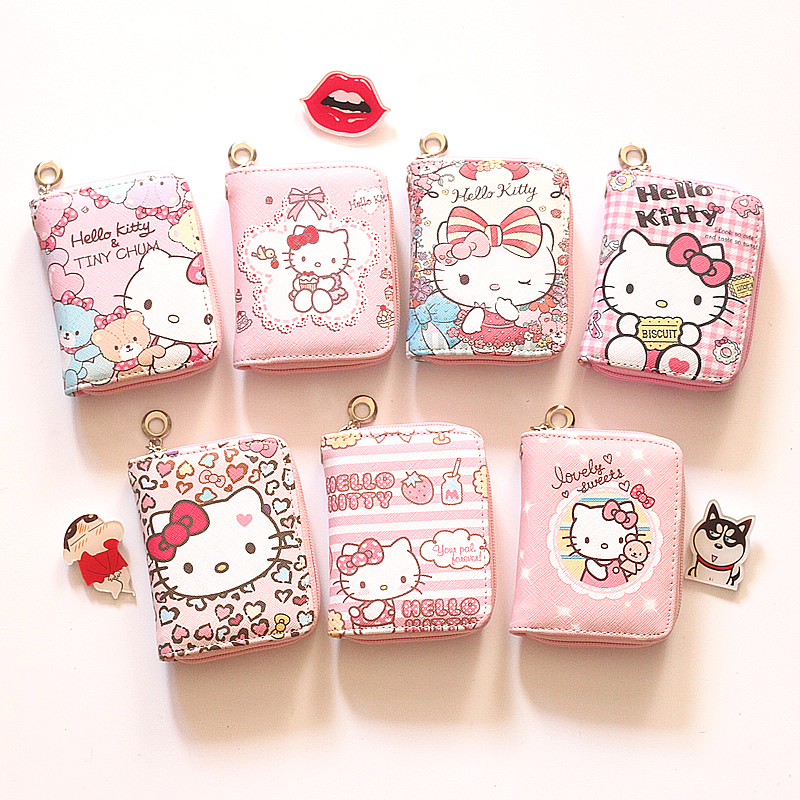 Simple and compact Korean version of cute cute kitten coin purse cartoon anime female student short zipper wallet ins