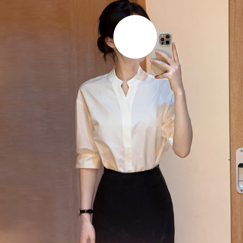 White Short-Sleeved Shirt for Women, Summer Professional Formal Wear for Work, Commuting, Civil Servant Attire, Career Interview Suit