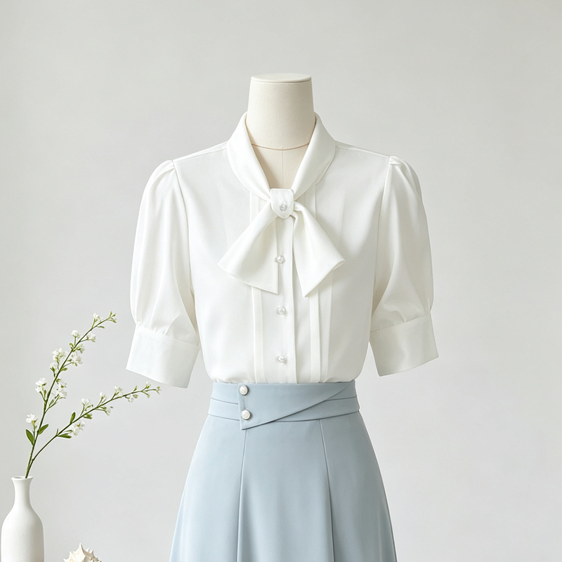 White Shirt for Women, Short-Sleeved, Summer, High-End, Elegant, Work and Commuting Outfit, Satin Shirt, Professional Interview Outfit White Shirt for Women, Short-Sleeved, Summer, High-End, Elegant, Work and Commuting Outfit, Satin Shirt, Professional Interview Outfit