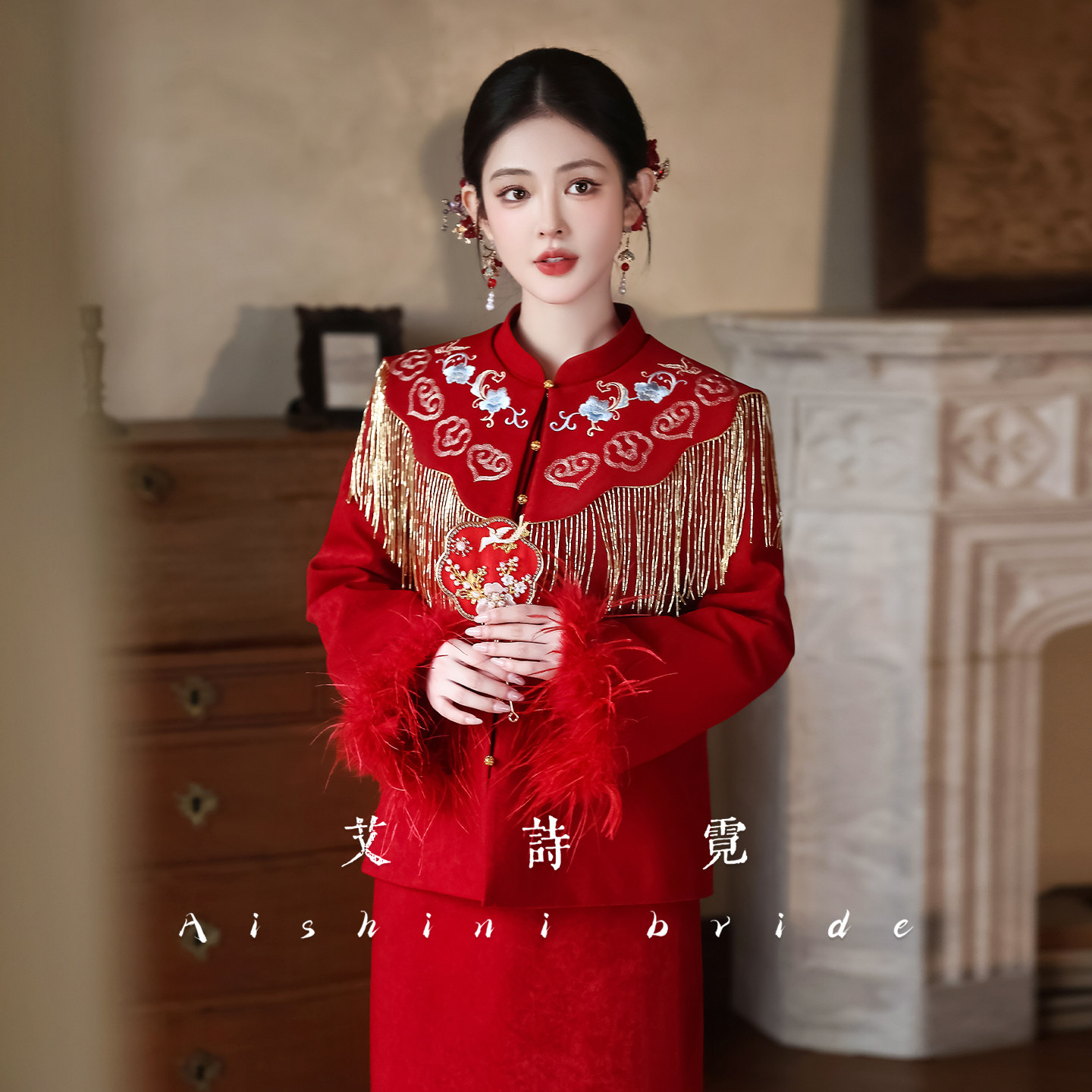 Платье для помолвки невесты Ai Shini "Siqing", Свадебное Красное платье для тостов, Костюм с вышивкой, 2025 Новый костюм
