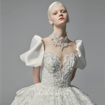 Hertha wedding dress 2022 new bridal style palace windy luxury high-end temperament bubble sleeves heavy work summer