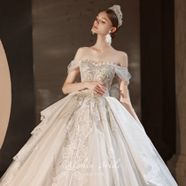 Furlan main wedding dress 2022 new bridal style Shoulder Temperament Luxurious Advanced Sensation Big Trailing Summer