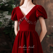 Flowery Thick gown 2022 new brides to get married to a wine-served banquet light extravagant and high-end summer