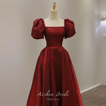 Hot baton toast with toast 2022 new bubble sleeves Small child bridal gown Temperament Engagement Evening Dress