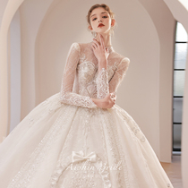 Tasien Wedding Dress 2022 New Bridal Style Palace Wind Retro High-end Extravagant Temperament Winter Long Sleeves