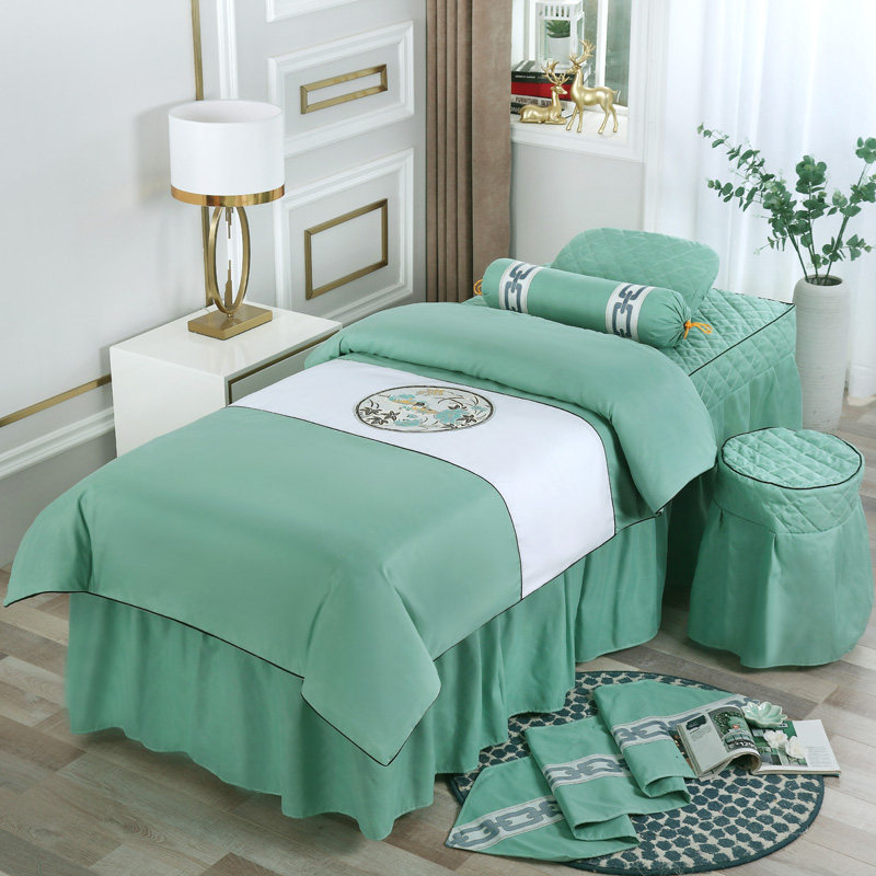 Four Seasons General Grinding Beauty Four-piece Bed Cover Pillowcase Stool Set Quilt with quilt core bedding