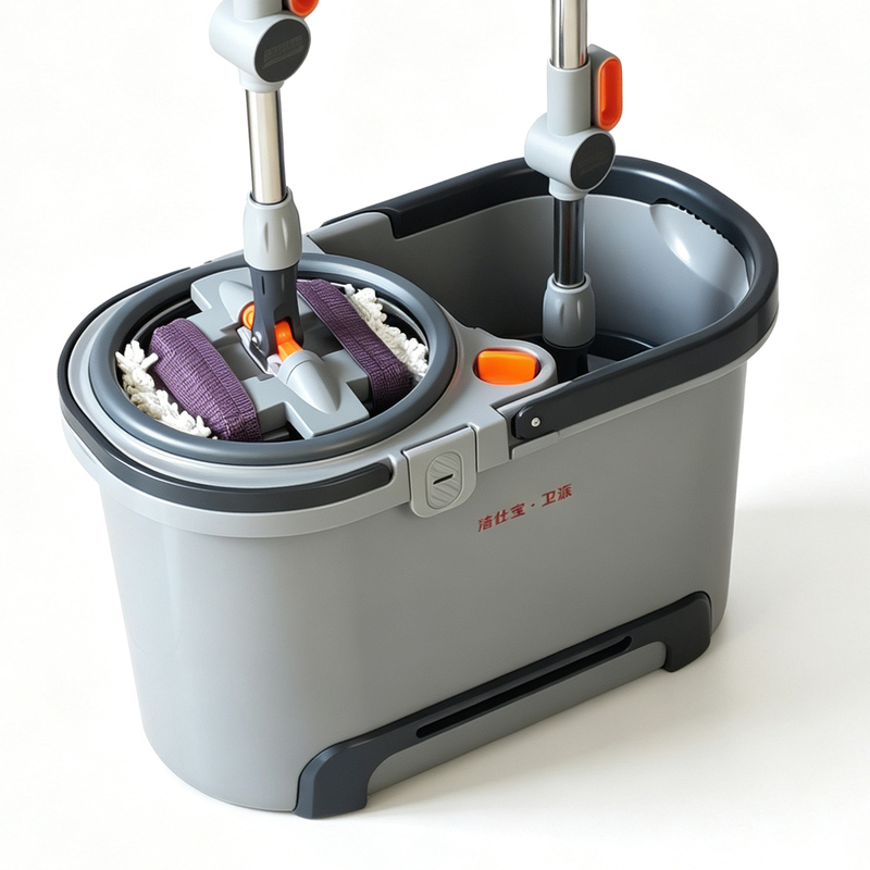 Jieshibao Rotating Mop, Hands-Free Flat Spin-Dry Mop Bucket, Household Mop, Dual-Use for Dry and Wet Cleaning