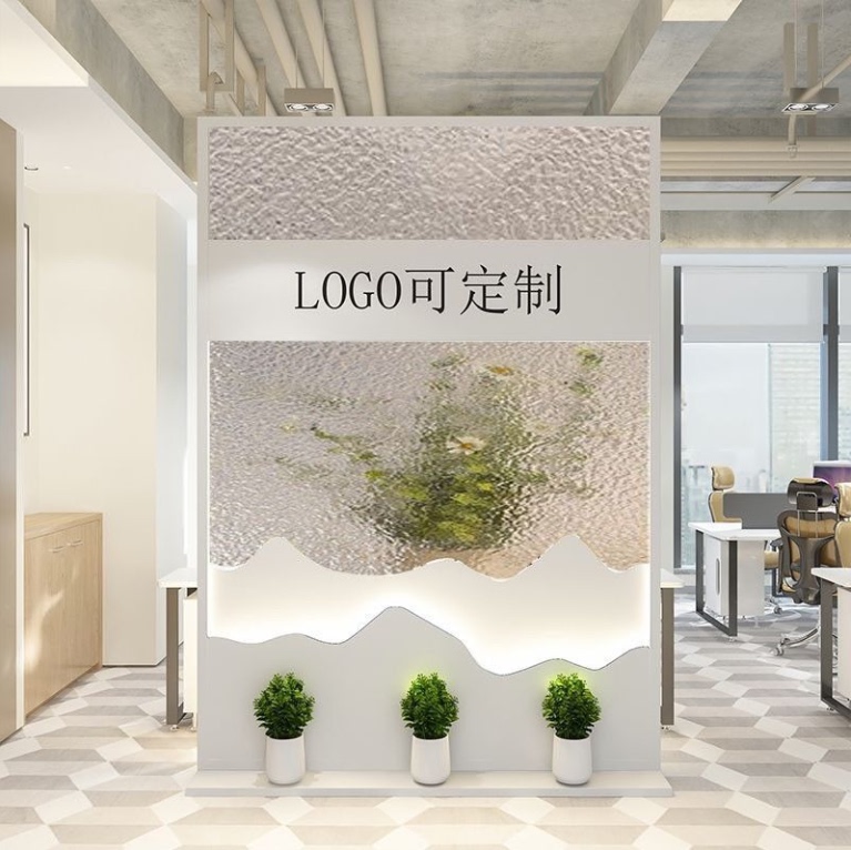 Company Logo Office Wrought Iron Screen Simple Guest and Dining Room Glass Partition Movable Front Desk Background Image Wall Company Logo Office Wrought Iron Screen Simple Guest and Dining Room Glass Partition Movable Front Desk Background Image Wall