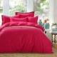 Đôi rắn màu bông vải denim giường 1.8m giường bông chăn trơn đơn giản màu đỏ lớn hoa hồng đỏ - Bộ đồ giường bốn mảnh