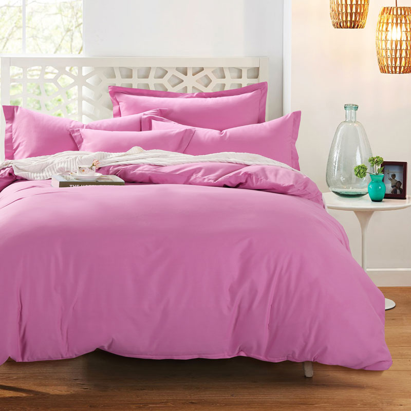 Đôi rắn màu bông vải denim giường 1.8m giường bông chăn trơn đơn giản màu đỏ lớn hoa hồng đỏ - Bộ đồ giường bốn mảnh bộ chăn ga gối đệm cưới đẹp