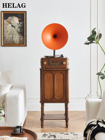 轻奢复古留声机客厅家用中古风黑胶唱片机仿古电唱机蓝牙音响摆件