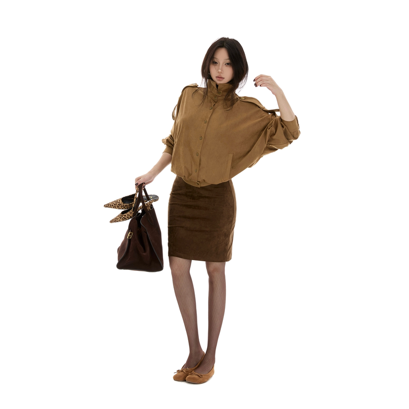 Itsdinn Retro Maillard Suede Jacket Women's Shirt-Style Loose Short Jacket Top Itsdinn Retro Maillard Suede Jacket Women's Shirt-Style Loose Short Jacket Top