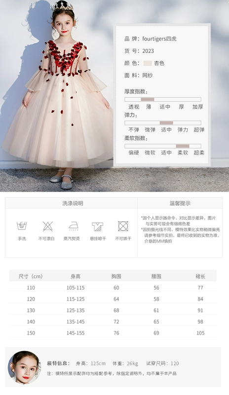 Váy cho trẻ em Váy bé gái Công chúa Váy Tutu Hoa Cô gái Piano Trang phục Little Host Wedding Model - Váy trẻ em