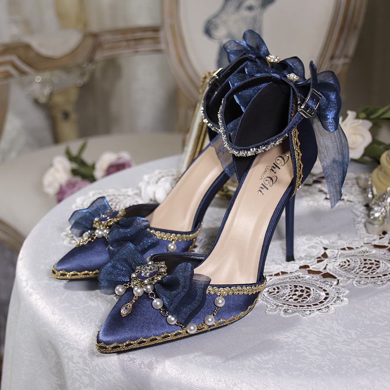 Lolita Wedding Shoes, One-Night Story, Lolita Shoes, Original Handmade Pointed Toe Versatile Mid-Heel High-Heel Stiletto Shoes