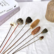 Dried flower bouquet hand made pine cone Lotus cotton to the Sun okra diy home living room desktop shooting ornaments