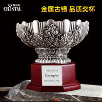 Metal Trophy Basketball Team Championship Golf Tournament Big Trophy Redwood Base Event Awards