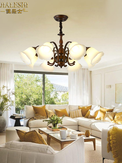 American simple chandelier, living room lamp, European retro restaurant study lamp, antique style LED bedroom entrance chandelier