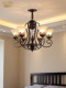 American Country Style Chandelier, Simple Dining Room, Bedroom, Living Room Chandelier, Retro Iron Art Model Room 6-Head Chandelier