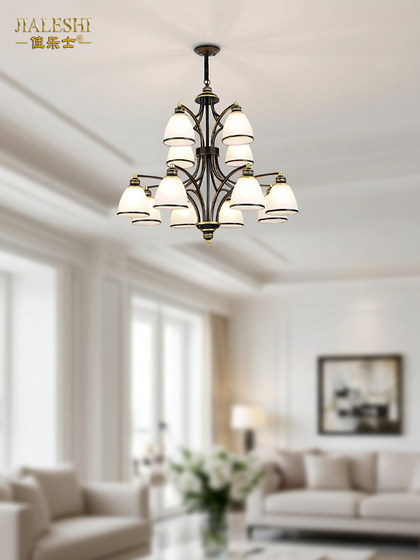 American-Style Double-Layer Chandelier for Villa, Hotel, Living Room, Staircase, Duplex Building, Self-Built House, Restaurant, Bar, Three-Story