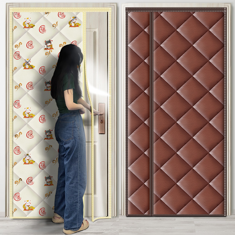 Side-Opening Cotton Door Curtain for Winter, Warm, Windproof, Cold-Proof, Thickened for Home Use in Autumn and Winter, Thermal Insulation, Soundproof, Magnetic Self-Adhesive