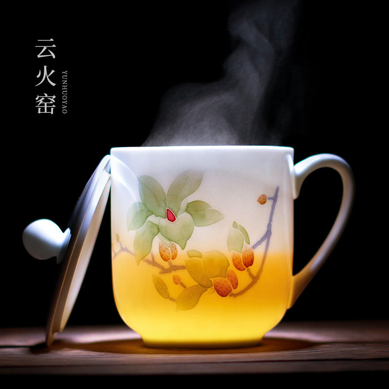 Liling Glazed Lower Color Hand-painted Tea Cup Ceramic With Lid Retro Office Home Water Glass Lovers to Cup Gift Gift Boxes