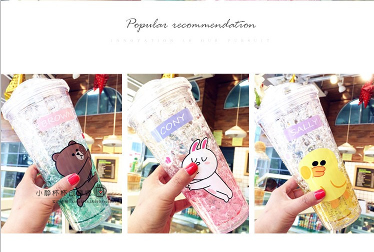 Mùa hè vỡ cốc đá sippy cốc nhỏ nước ngọt cốc cô gái dễ thương cốc nước đá đôi cốc nhựa cốc lạnh - Tách bình đựng nước thủy tinh lock&lock
