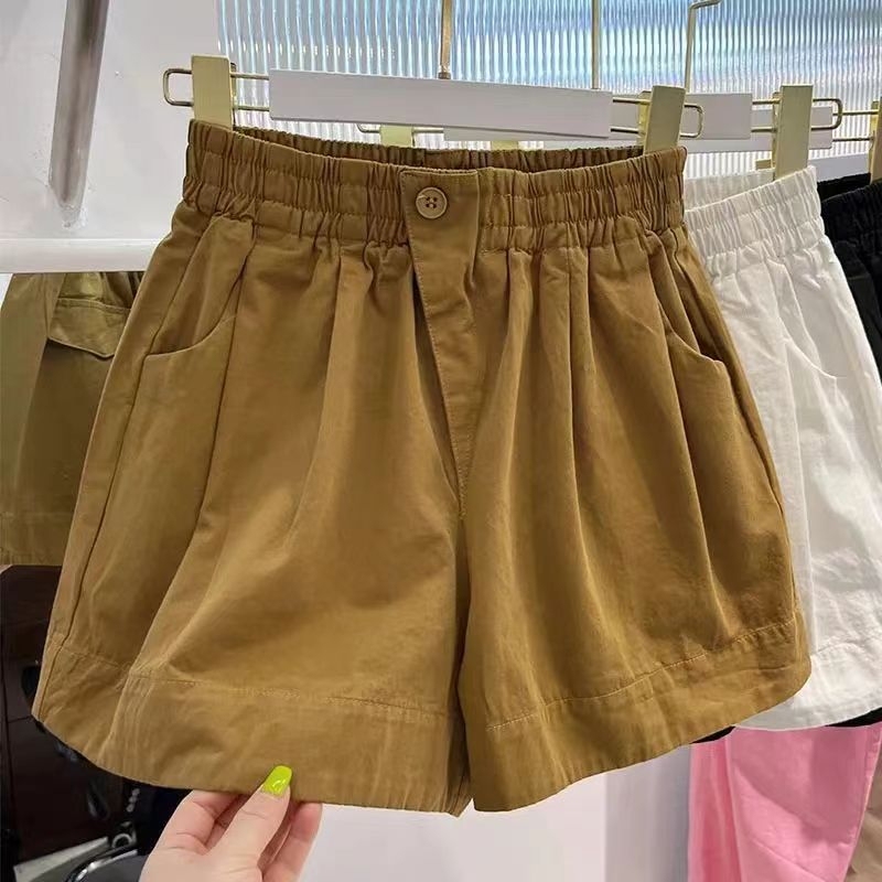 This Year's Popular Pure Cotton Shorts for Women, Thin Style, Petite Design, High-Waisted, Loose, Slimming, Wide-Leg Pants, Hot Pants, Trendy