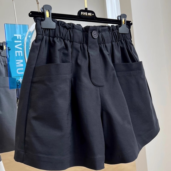 This Year's Trendy Design: Elastic Waist, Floral Bud-Style Casual Suit Shorts for Women, High-Waisted A-Line Wide-Leg Pants, Hot Pants, Trendy