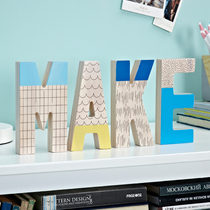 Letter ornaments home accessories Nordic living room TV cabinet furnishings childrens room desktop creative solid wood decorations